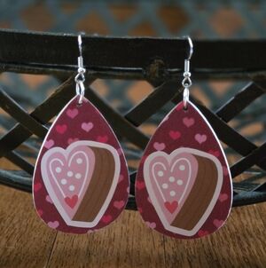 Hand Crafted Maroon & Pink Heart Teardrop Earrings